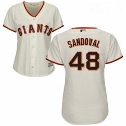 Womens Majestic San Francisco Giants 48 Pablo Sandoval Replica Cream Home Cool Base MLB Jersey 