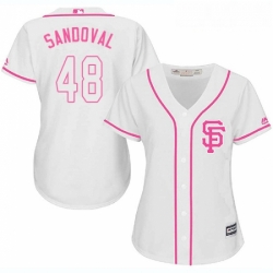 Womens Majestic San Francisco Giants 48 Pablo Sandoval Replica White Fashion Cool Base MLB Jersey 