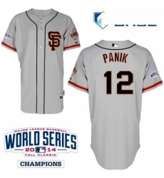 Youth Majestic San Francisco Giants 12 Joe Panik Authentic Grey Road 2 Cool Base w2014 World Series Patch MLB Jersey