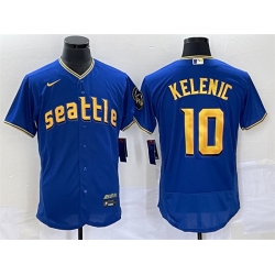 Men Seattle Mariners 10 Jarred Kelenic Royal 2023 City Connect Flex Base Stitched Jersey