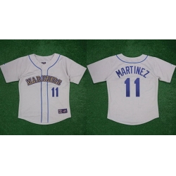 Men Seattle Mariners  11 Edgar Martinez Gray 1989 Stitched Baseball Jersey