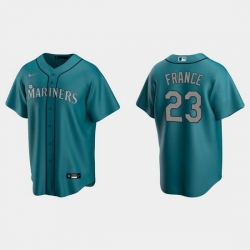 Men Seattle Mariners 23 Ty France Aqua Cool Base Stitched Jersey