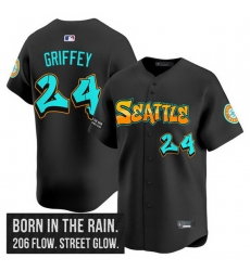 Men Seattle Mariners 24 Ken Griffey Jr  Black 2025 Graffiti Emerald Drop Edition Vapor Premier Limited Stitched Jersey Men Seattle Mariners 24 Ken Griffey Jr  Black 2025 Graffiti Emerald Drop Edition Vapor Premier Limited Stitched Jersey