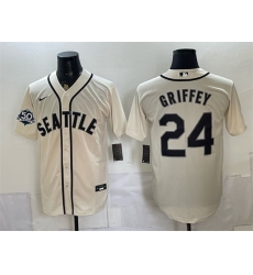 Men Seattle Mariners 24 Ken Griffey Jr Cream 50th Anniversary Alternate Stitched Baseball Jersey Men Seattle Mariners 24 Ken Griffey Jr Cream 50th Anniversary Alternate Stitched Baseball Jersey
