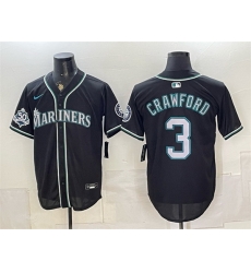 Men Seattle Mariners 3 J P Crawford Black 50th Anniversary Alternate Stitched Baseball Jersey Men Seattle Mariners 3 J P Crawford Black 50th Anniversary Alternate Stitched Baseball Jersey