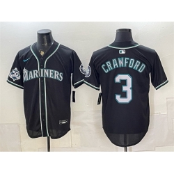 Men Seattle Mariners  3 J P  Crawford Black 50th Anniversary Alternate Stitched Baseball Jersey