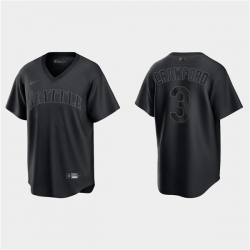 Men Seattle Mariners 3 J P  Crawford Black Pitch Black Fashion Replica Stitched Jersey