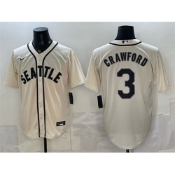 Men Seattle Mariners  3 J P  Crawford Cream With Name Alternate Stitched Baseball Jersey