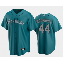 Men Seattle Mariners 44 Julio Rodr EDguez Aqua Cool Base Stitched Jersey