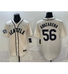 Men Seattle Mariners 56 Randy Arozarena Cream 50th Anniversary Alternate Stitched Baseball Jersey Men Seattle Mariners 56 Randy Arozarena Cream 50th Anniversary Alternate Stitched Baseball Jersey
