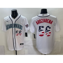 Men Seattle Mariners  56 Randy Arozarena White USA 250 Fourth of July Home Stitched Baseball Jersey