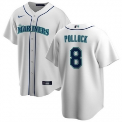 Men Seattle Mariners 8 AJ Pollock White Cool Base Stitched Jersey