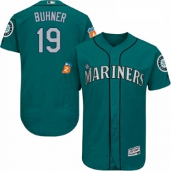 Mens Majestic Seattle Mariners 19 Jay Buhner Teal Green Alternate Flex Base Authentic Collection MLB Jersey