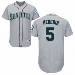 Mens Majestic Seattle Mariners 5 Guillermo Heredia Grey Road Flex Base Authentic Collection MLB Jersey