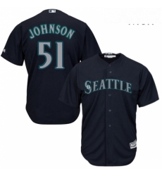 Mens Majestic Seattle Mariners 51 Randy Johnson Replica Navy Blue Alternate 2 Cool Base MLB Jersey