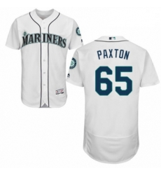 Mens Majestic Seattle Mariners 65 James Paxton White Home Flex Base Authentic Collection MLB Jersey