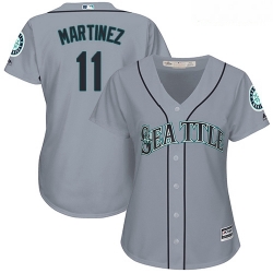 Mariners #11 Edgar Martinez Grey Road Women Stitched Baseball Jersey