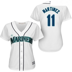 Mariners #11 Edgar Martinez White Home Women Stitched Baseball Jersey