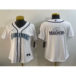 Women Seattle Mariners Team Big Logo White Cool Base Stitched Baseball Jersey 