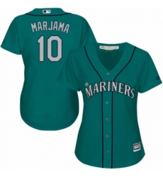 Womens Majestic Seattle Mariners 10 Mike Marjama Replica Teal Green Alternate Cool Base MLB Jersey 
