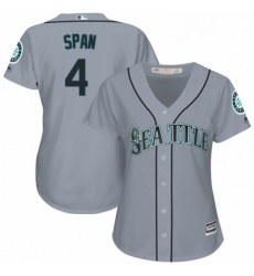 Womens Majestic Seattle Mariners 4 Denard Span Replica Grey Road Cool Base MLB Jersey 