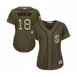 Womens Seattle Mariners 18 Yusei Kikuchi Authentic Green Salute to Service Baseball Jersey 