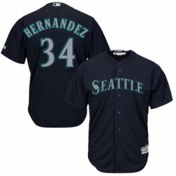 Youth Majestic Seattle Mariners 34 Felix Hernandez Replica Navy Blue Alternate 2 Cool Base MLB Jersey