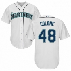 Youth Majestic Seattle Mariners 48 Alex Colome Authentic White Home Cool Base MLB Jersey 