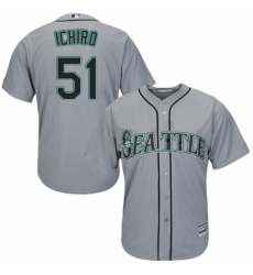 Youth Majestic Seattle Mariners 51 Ichiro Suzuki Replica Grey Road Cool Base MLB Jersey