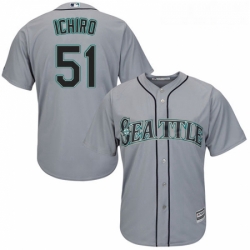 Youth Majestic Seattle Mariners 51 Ichiro Suzuki Replica Grey Road Cool Base MLB Jersey