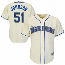 Youth Majestic Seattle Mariners 51 Randy Johnson Authentic Cream Alternate Cool Base MLB Jersey