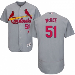 Mens Majestic St Louis Cardinals 51 Willie McGee Grey Road Flex Base Authentic Collection MLB Jersey