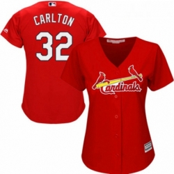 Womens Majestic St Louis Cardinals 32 Steve Carlton Replica Red Alternate Cool Base MLB Jersey 