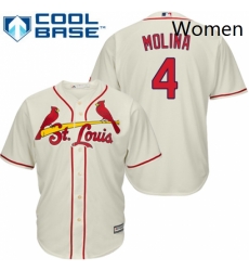 Womens Majestic St Louis Cardinals 4 Yadier Molina Replica Cream Alternate MLB Jersey