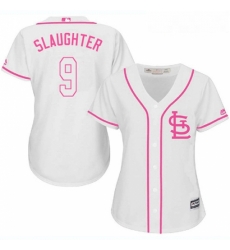 Womens Majestic St Louis Cardinals 9 Enos Slaughter Replica White Fashion Cool Base MLB Jersey