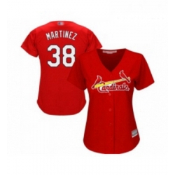 Womens St Louis Cardinals 38 Jose Martinez Replica Red Alternate Cool Base Baseball Jersey 