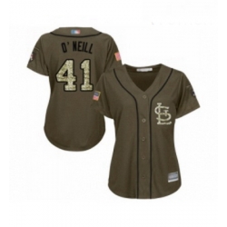 Womens St Louis Cardinals 41 Tyler O Neill Authentic Green Salute to Service Baseball Jersey 