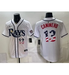 Men Tampa Bay Rays 13 Junior Caminero White 2026 USA 250 Fourth of July Home Stitched Baseball Jersey Men Tampa Bay Rays 13 Junior Caminero White 2026 USA 250 Fourth of July Home Stitched Baseball Jersey