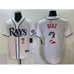 Men Tampa Bay Rays  2 Yandy Diaz White 2026 USA 250 Fourth of July Home Stitched Baseball Jersey