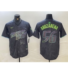 Men Tampa Bay Rays 56 Randy Arozarena Charcoal 2024 City Connect Limited Stitched Baseball Jersey 6