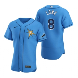 Men Tampa Bay Rays 8 Brandon Lowe Men Nike Light Blue Alternate 2020 Flex Base Team MLB Jersey