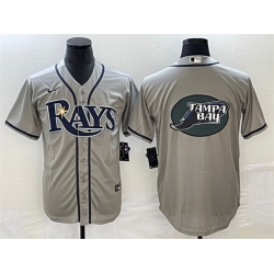 Men Tampa Bay Rays Gray Team Big Logo Cool Base Stitched Baseball Jersey