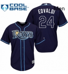 Mens Majestic Tampa Bay Rays 24 Nathan Eovaldi Replica Navy Blue Alternate Cool Base MLB Jersey 