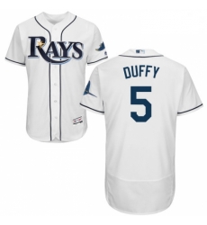 Mens Majestic Tampa Bay Rays 5 Matt Duffy White Flexbase Authentic Collection MLB Jersey