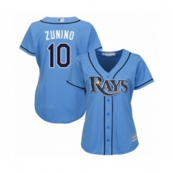 Women's Tampa Bay Rays #10 Mike Zunino Authentic Light Blue Alternate 2 Cool Base Baseball Player Jersey