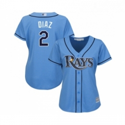 Womens Tampa Bay Rays 2 Yandy Diaz Replica Light Blue Alternate 2 Cool Base Baseball Jersey 