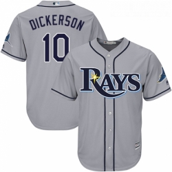 Youth Majestic Tampa Bay Rays 10 Corey Dickerson Replica Grey Road Cool Base MLB Jersey