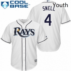 Youth Majestic Tampa Bay Rays 4 Blake Snell Authentic White Home Cool Base MLB Jersey 