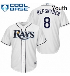 Youth Majestic Tampa Bay Rays 8 Rob Refsnyder Replica White Home Cool Base MLB Jersey 