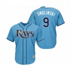 Youth Tampa Bay Rays 9 Jake Smolinski Replica Light Blue Alternate 2 Cool Base Baseball Jersey 